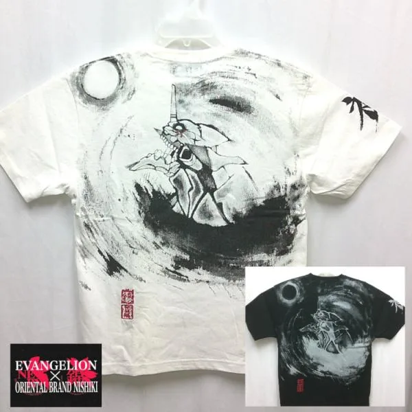 エヴァンゲリオン×錦 コラボ半袖Tシャツ 526351 墨絵風月と初号機 和柄 EVA アニメ