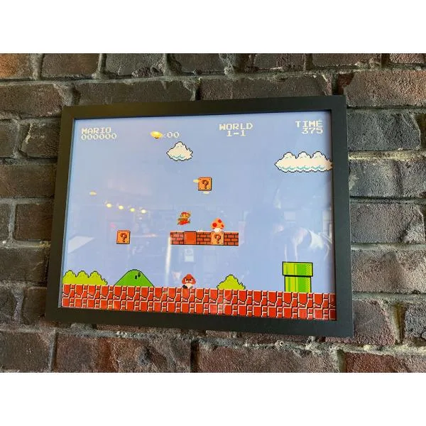 初代ファミコン スーパーマリオブラザーズ フレームアート (WORLD 1-1) 公式グッズ ■ アメリカン雑貨 アメリカ雑貨