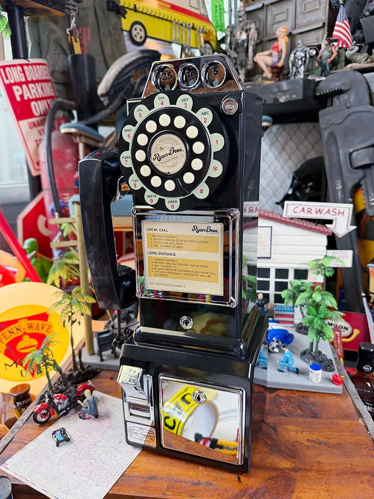 アメリカの公衆電話型 電話機 ペイテレフォン 1957年モデル (レトロブラック) ■ アメリカン雑貨 アメリカ雑貨