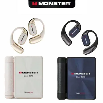 MONSTER ワイヤレスイヤホン オープンイヤー 耳掛け式 チタン ノイズキャンセリング 軽量 Bluetooth6.0 タッチコントロール スポーツ マイク クリスマス 爆買