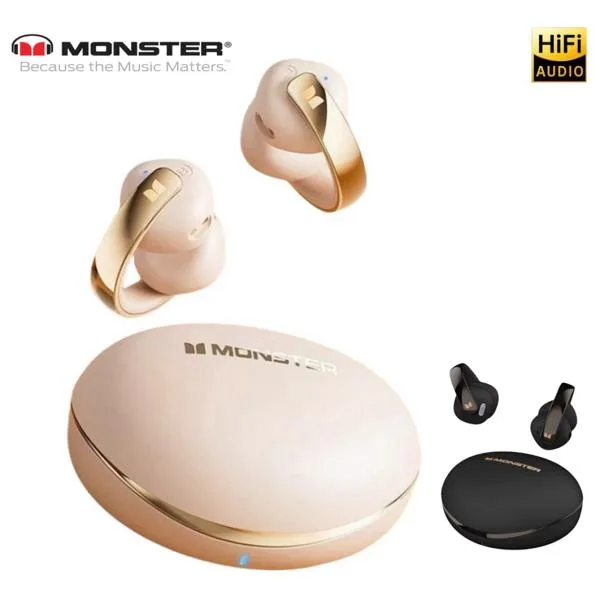 耳挟み式イヤホン ワイヤレス イヤホン 耳挟み 耳掛け マイク hifi Bluetooth5.4 タッチコントロール ノイズキャンセリング MONSTER ブラック アイボリー 爆買