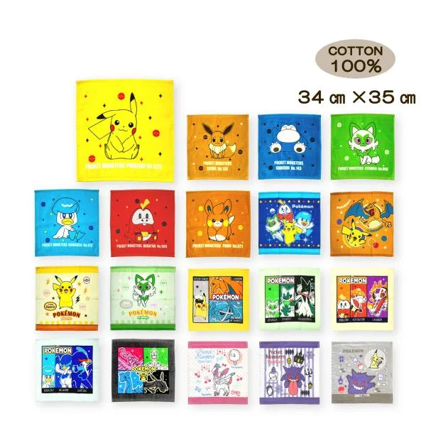 ハンドタオル ポケットモンスター ポケモン 男の子 女の子 綿100% ピカチュウ イーブイ 34×35cm ウォッシュタオル メール便対応