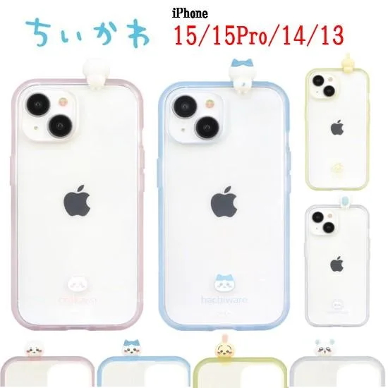 ちいかわ iPhone 15 14 13 Pro フレーム IIIIfi+ clear イーフィット クリア スマホケース ハチワレ うさぎ モモンガ iPhoneケース 耐衝撃 15Pro アイフォン
