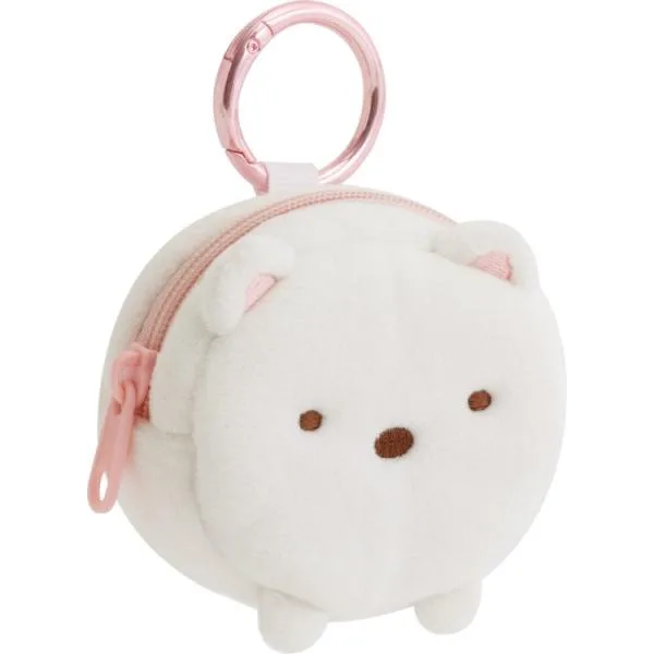【10月中旬以降〜出荷】すみっコぐらし ぬいぐるみミニポーチ しろくま カラビナ付 ホワイト