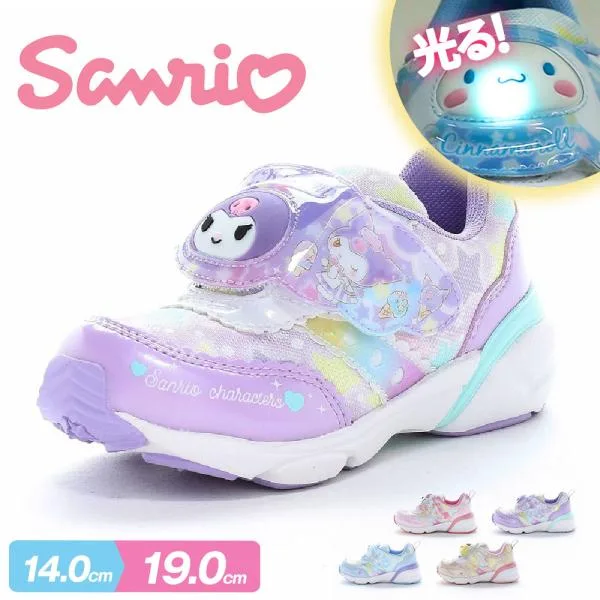 サンリオ 光る スニーカー キッズ 子供 ムーンスター かわいい キャラクター 子供靴 シューズ ni-mo パープル サックス SA C040LE 爆買