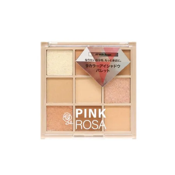 PINKROSA ピンクローサ Shade Play アイシャドウ 03 Milk Beige ミルクベージュ 【アウトレット/生産終了】 9色パレット マット ラメ 密着 高発色