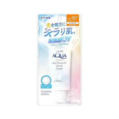 スキンアクア スーパーモイスチャーUVライトアップエッセンス 70g 【アウトレット/生産終了】 日焼け止め 化粧下地 顔 白玉肌 ツヤ SPF50+ PA++++
