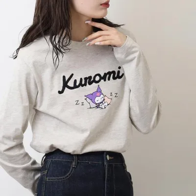 Kuromi T-shirt Long Sleeve Long T-shirt Sanrio Characters Print Men's Women's
