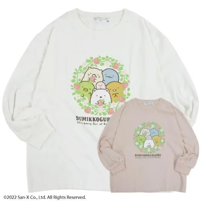 すみっコぐらし サンエックス Tシャツ 長袖 バルーン プリント キッズ 子供 ストロベリー