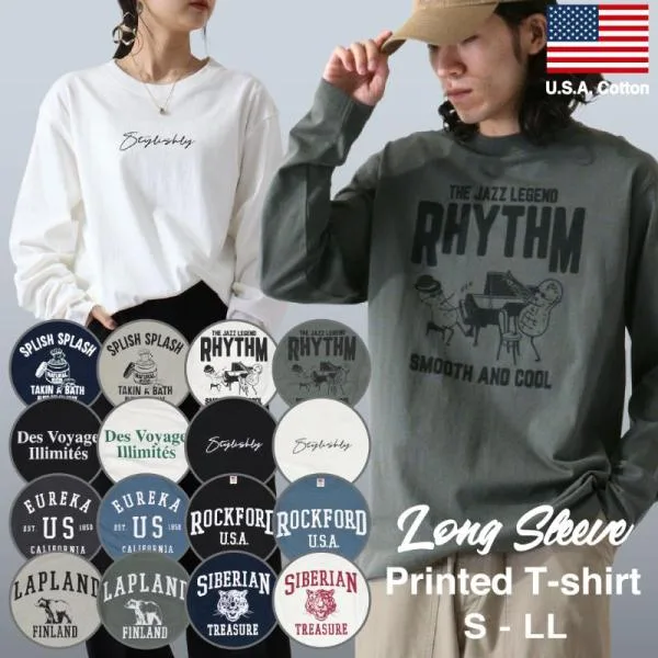 ロンT レディース Tシャツ 長袖 ロングTシャツ 綿 USA コットン クルーネック アメカジ 長袖Tシャツ メンズ