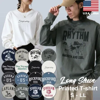 ロンT レディース Tシャツ 長袖 ロングTシャツ 綿 USA コットン クルーネック アメカジ 長袖Tシャツ メンズ