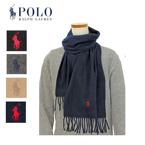POLO Ralph Lauren ラルフローレン カシミヤ混 マフラー イタリア製 ギフト pc1117