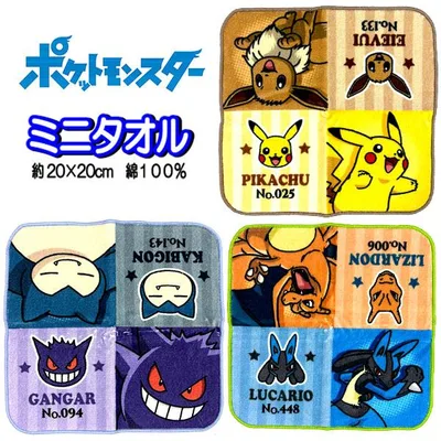 ミニタオル ポケモン 訳アリ ポケットモンスター イーブイ ゲンガー リザードン ルカリオ タオルハンカチ 子供 男の子 【t1421】