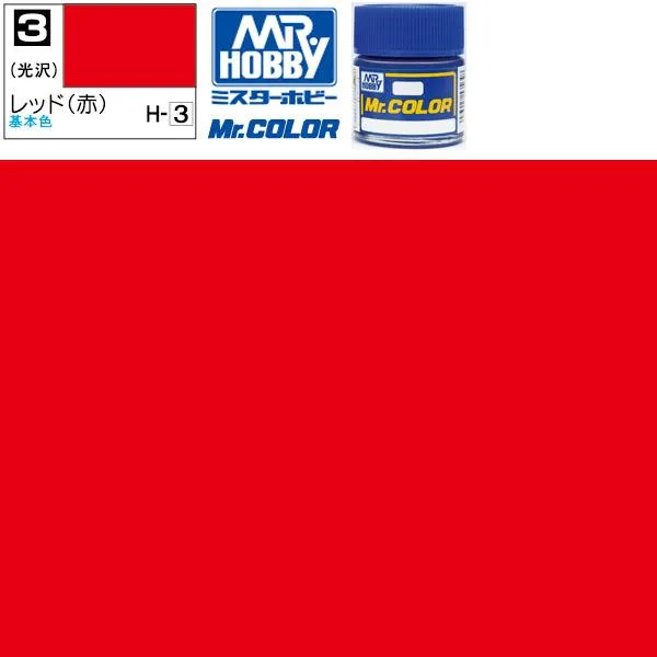 ラッカー塗料 プラモデル クレオス レッド 光沢 赤 Mr.カラー C3 GSI ミスターホビー エアブラシ 塗料 タミヤ 模型用塗料