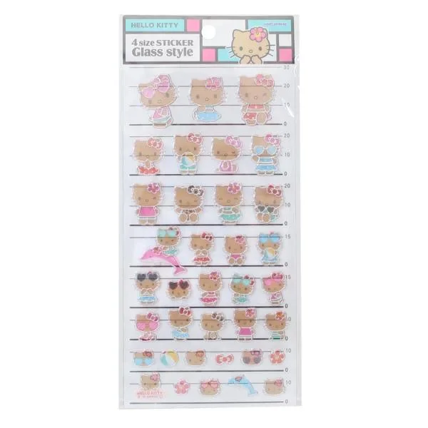 サンリオキャラクターズ シールシート 4サイズステッカー グラススタイル ハローキティ/日焼け Sanrio カミオジャパン