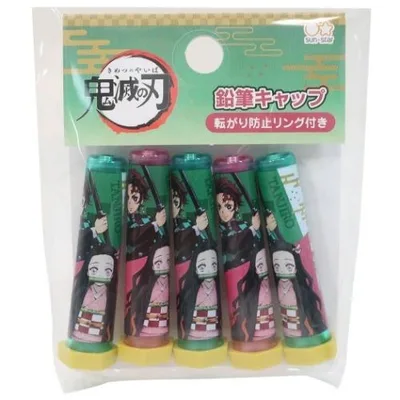 鉛筆キャップ 鬼滅の刃 転がり防止リング付き えんぴつカバー 5本セット 少年ジャンプ Aタイプ 新学期準備文具 アニメキャラクター【セール】ク 爆買