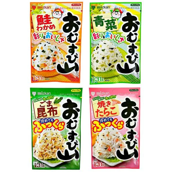 ミツカン おむすび山 ふりかけ 4種 詰め合わせセット(鮭わかめ/青菜/ごま昆布/焼きたらこ) 1000円 送料無料 ポイント消化