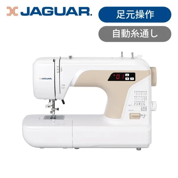 ジャガー コンピューターミシン KJM-3102W 正規品 自動糸通し器 足で操作 フットコントローラー 裁縫 垂直釜 縫い模様24パターン 電気 自動 ミシン KJM3102W||