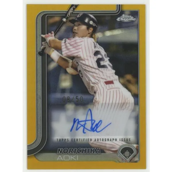 青木宣親/ヤクルト 2025 Topps Chrome NPB トップスクローム プロ野球 直筆サインカード Gold Refractor 08/50