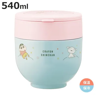 弁当箱 保温 折りたたみハンドル付保温ジャー 540ml クレヨンしんちゃん パステルスター ( フードポット ジャー 丼 どんぶり 携帯 持ち運び お弁当箱 )