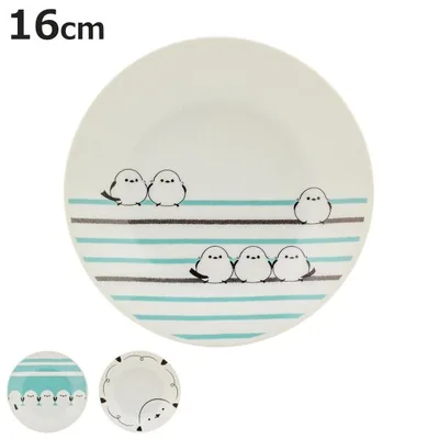 プレート ( 16cm シマエナガ 食洗機対応 電子レンジ対応 磁器 皿 お皿 食器 日本製 )