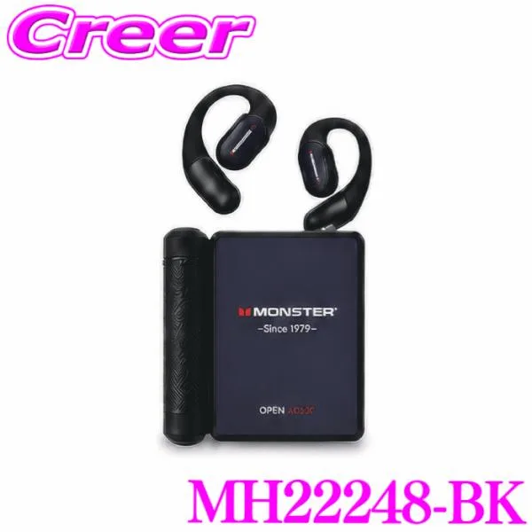 MONSTER Bluetooth ノイズキャンセリング イヤホン ブラック Open Ear AC530 IPx4 防水 モンスター MH22248 BK