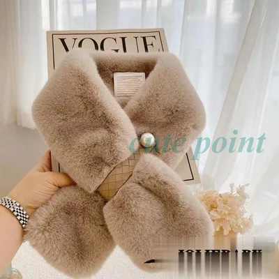 Rex Fur Muffler ผู้หญิง Fluffy Pearl Fox ขนสัตว์ Tippet Rex ขนสัตว์แม่ผู้หญิงน่ารักฤดูใบไม้ร่วง /ฤดูหนาวหรูหรา