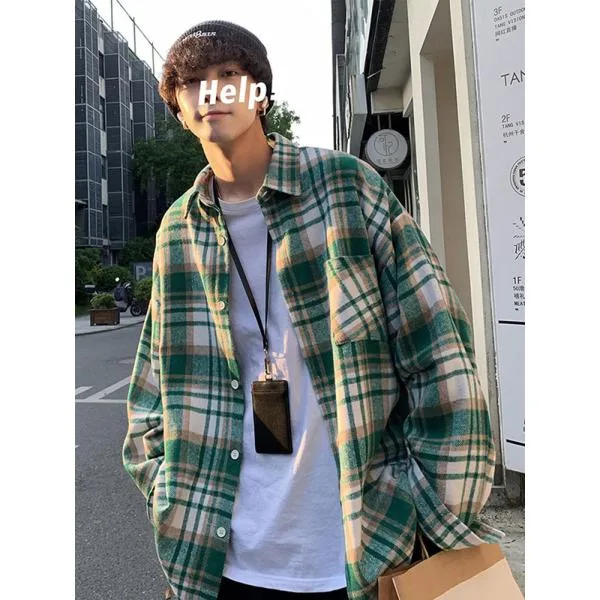 チェック柄シャツ 長袖シャツ メンズ 秋服 メンズファッション トップス カジュアルシャツ 開襟 長袖 ゆったり おしゃれ 春秋 カジュアル