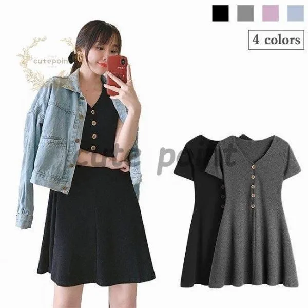 ワンピース レディース ショートワンピース 膝丈 ミディアム Tシャツワンピース 半袖ワンピース トップス ゆったり 薄手 サマーワンピース