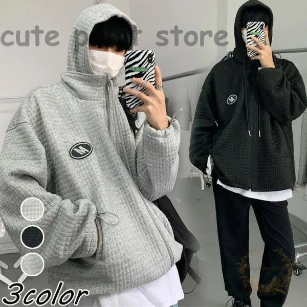 パーカー メンズ スウェットパーカー アウター フード付き 長袖 フルジップ 春秋新作 長袖パーカー 韓国ファッション 通学 通勤 オシャレカジュアルトップス