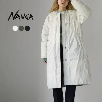 NANGA(ナンガ) ノーカラー ダウンコート / レディース ロング 襟なし アウトドア NO COLLAR DOWN COAT