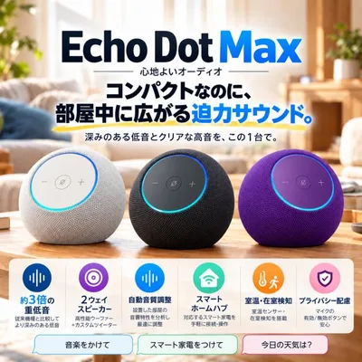 エコードット マックス echo dot max スマートスピーカー アマゾン Amazon アレクサ グラファイト