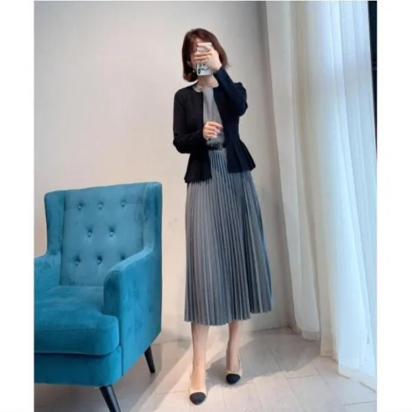 卒業式 2点セット ワンピース プリーツワンピース レディース マキシワンピース 無地 ナチュラル服 20代 30代 40代 50代 着痩せ 上品