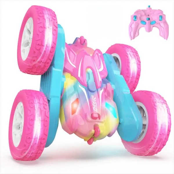 DEERC ラジコン ラジコンカー こども向け スタントカー 四輪駆動 オフロード 両面走行 360度回転 オフロード 40分間走れ子供 男の子 クリスマス プレゼント DE87