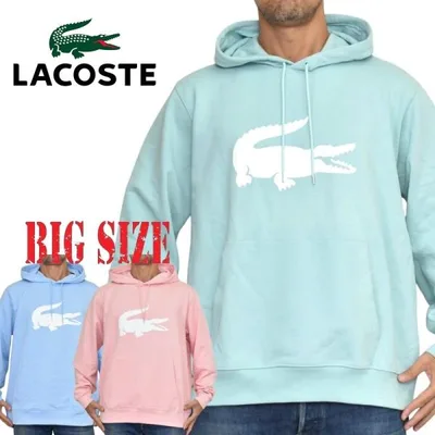 SALE 大きいサイズ メンズ LACOSTE ラコステ パーカー スウェットプルオーバー デカワニプリント classic fit XXL XXXL XXXXL