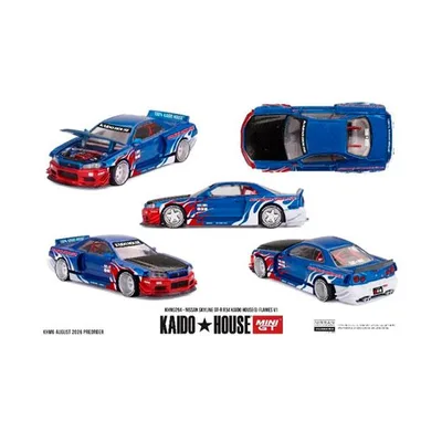MINI-GT 1/64 Nissan スカイライン GT-R R34 Kaido House Flames V1(左ハンドル) ミニカー KHMG294 【未定予約】