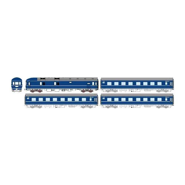 送料無料◆TW20S-003 トラムウェイ 20系急行仕様 4両セット (カヤ21×1、ナハ21×3、3本帯) 1/80スケール 鉄道模型 【未定予約】