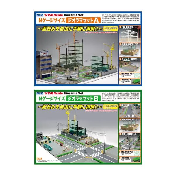 送料無料◆セット販売 BD-10/BD-11 スタジオミド ビルドシリーズ Nゲージサイズ ジオラマセットA+ジオラマセットB 1/150(Nゲージ) 鉄道模型(ZN185672)