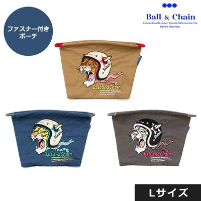 送料無料 Ball&Chain ボールアンドチェーン 正規品 HELMET TIGER P Lサイズ ファスナー付きポーチ 小物 刺繍 ギフト 301416