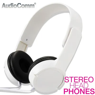 AudioComm ステレオヘッドホンH125 白|HP-H125N-W 03-2280