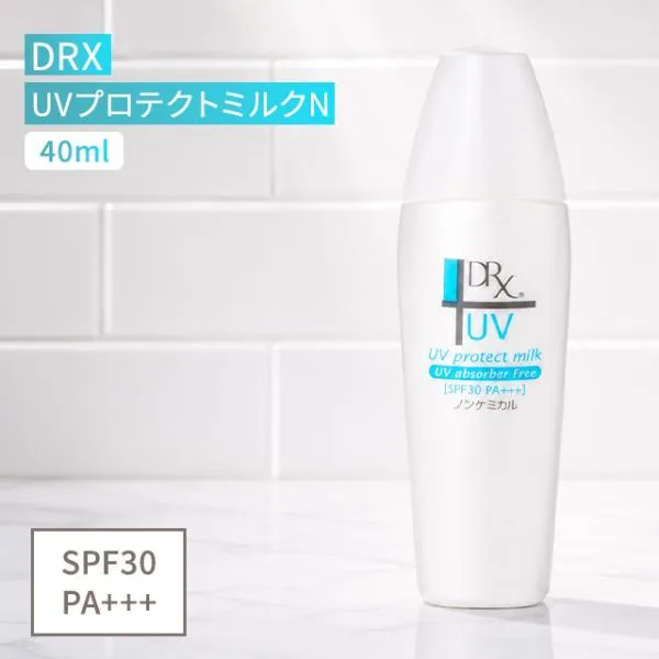 DRX UVプロテクトミルクN 40ml ロート製薬 SPF30 PA+++ 日焼け止め UV ミルク 乳液 紫外線 敏感肌 ノンケミカル 低刺激 保湿 顔 からだ アルコールフリー