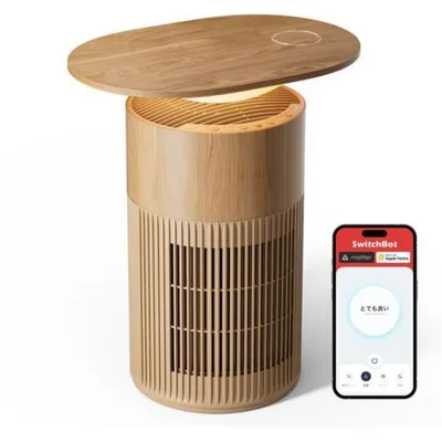 SwitchBot(スイッチボット) SwitchBot 空気清浄機 Table W5302312 ナチュラルウッド サイドテーブル ムードライト ワイヤレス充電器 適用床面積 〜25畳