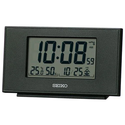 セイコー(SEIKO) SQ790K 黒メタリック 電波目覚まし時計 温度 湿度表示付
