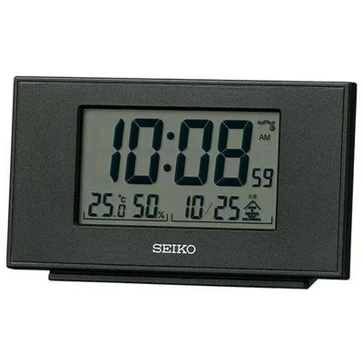 セイコー(SEIKO) SQ790K 黒メタリック 電波目覚まし時計 温度 湿度表示付