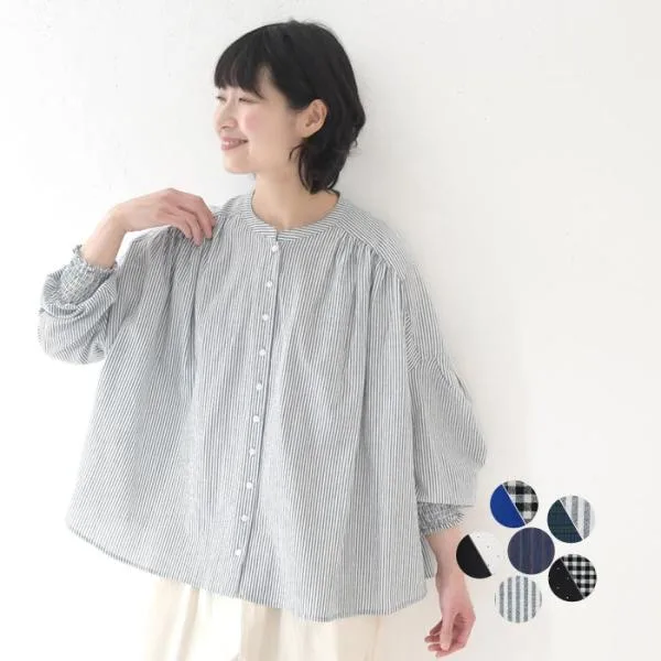 Blouse 100% Cotton Usual Cotton Stand Collar Spring Summer 30s 40s 50s 26SS0313R,