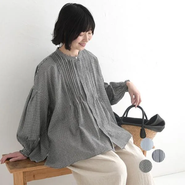 ブラウス 綿100% ピンタック 長袖 春 夏 30代 40代 50代 26SS0403,