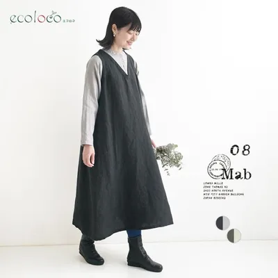 ワンピース 重ね着風 14番手×9番手リネン 08Mab 秋 冬 26AW0918,