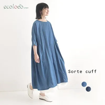 ワンピース コットンライトデニム 綿100% Sorte cuff 春 夏 30代 40代 50代 26SS0731,