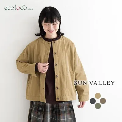 ノーカラージャケット ショートコート 綿ナイロンダンプ SUN VALLEY 秋 春 sel, 26AW0925,