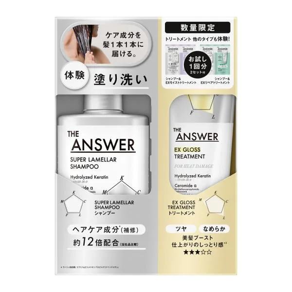 THE ANSWER(ジアンサー) スーパーラメラシャンプー&EXグロストリートメント & ピローセット2種 400ml&220g&24ml&24g 送料無料